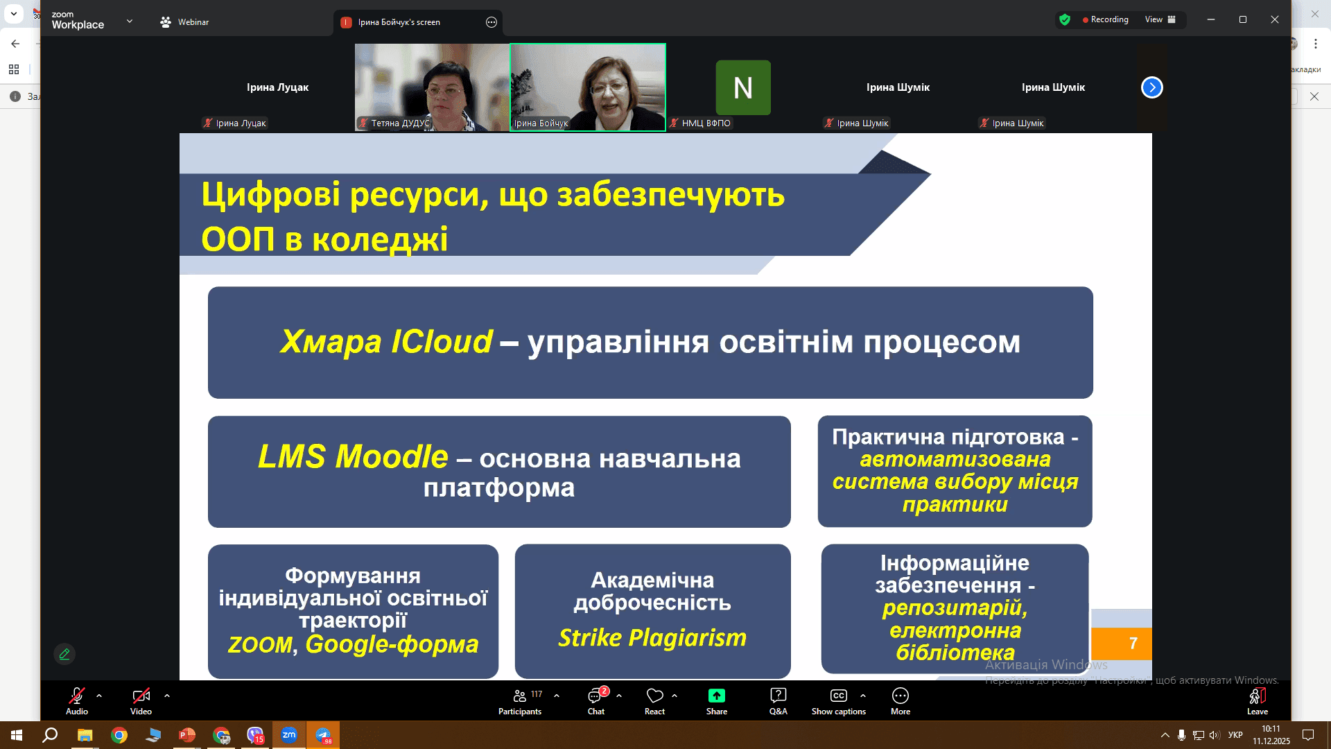 Представлення досвіду цифровізації освітнього процесу у коледжі