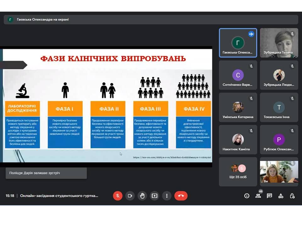 Засідання студентського гуртка "Фармацевтичні науки"